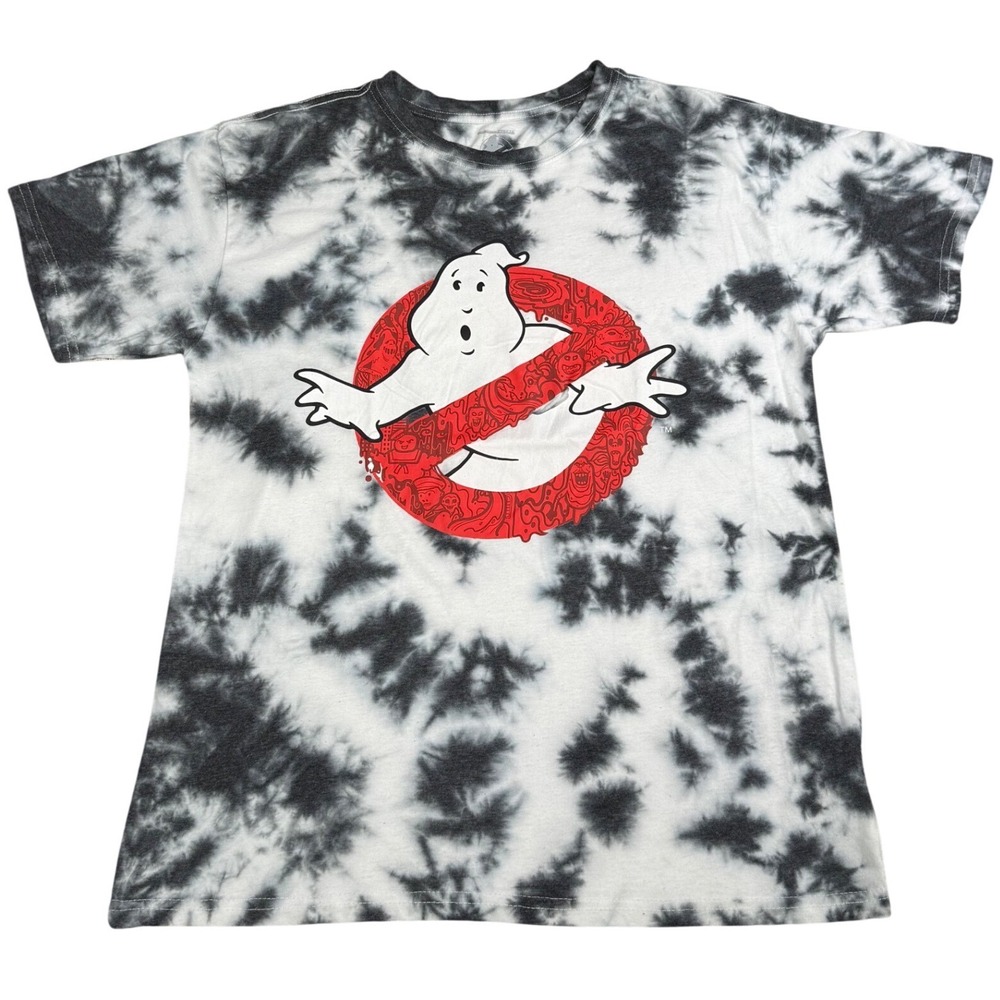 Ghostbusters Tie Dye T Shirt Mens Medium Black White Logo Graphic